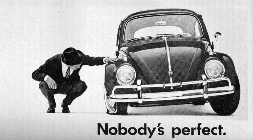 Publicidad de la época: "Nadie es perfecto". Los alemanes sí tienen sentido del humor...