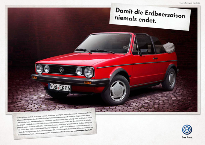 "Para que nunca termine la temporada de las fresas": Golf Cabrio | Volkswagen