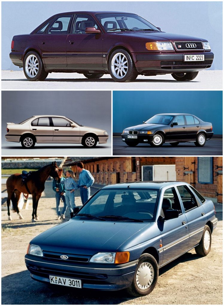 Audi 100 C4, BMW E36, Nissan Primera P10, Ford Escort MkV