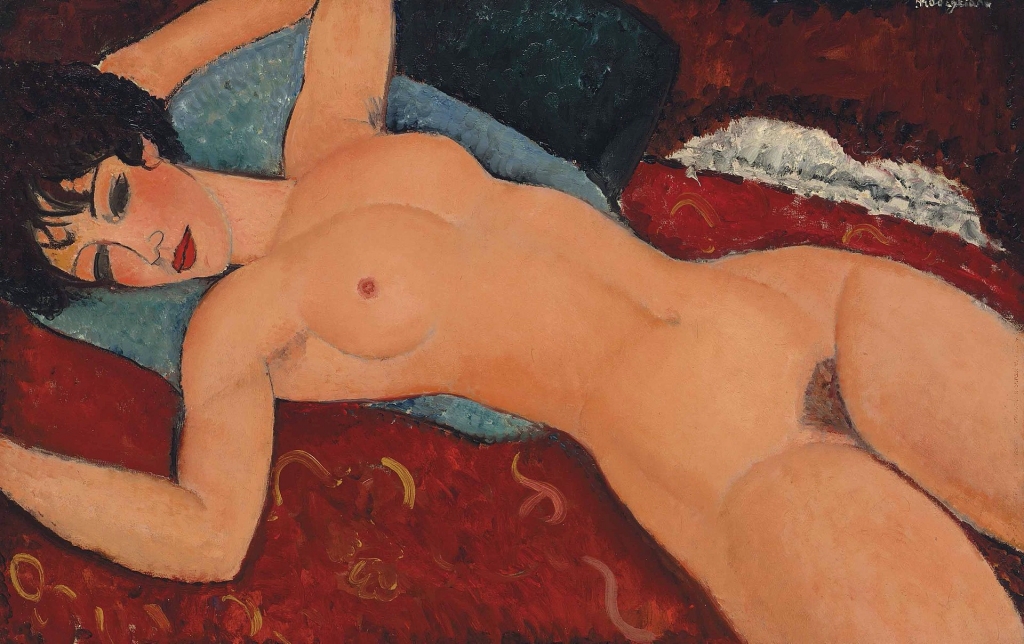 “Desnuda acostada” de Amedeo Modigliani (1917/18) vendido por Christie’s el 9.11.2015 por 170,4 M$ (183,8 M$) 