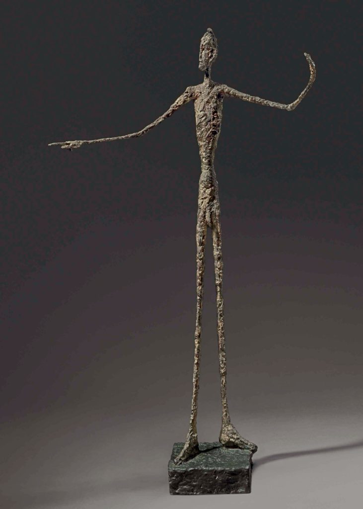 “El hombre que señala” de Alberto Giacometti (1947) vendido por Christie’s en Nueva York el 11.5.2015 por 141,3 M$ (152,4 M$) 