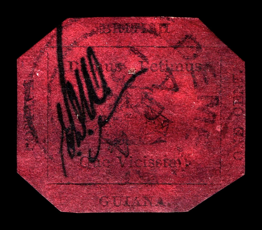Sello “Magenta de un centavo de la Guayana Británica” vendido por Sotheby’s el 17.6.2014 por 9,5 M$ (10,3 M$)