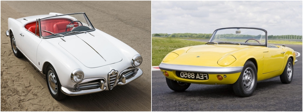 Alfa Romeo Giulietta/Giulia Spider: 27.437 unidades entre 1955 y 1965 | Bonhams / Lotus Elan: 12.224 unidades entre 1962 y 1973