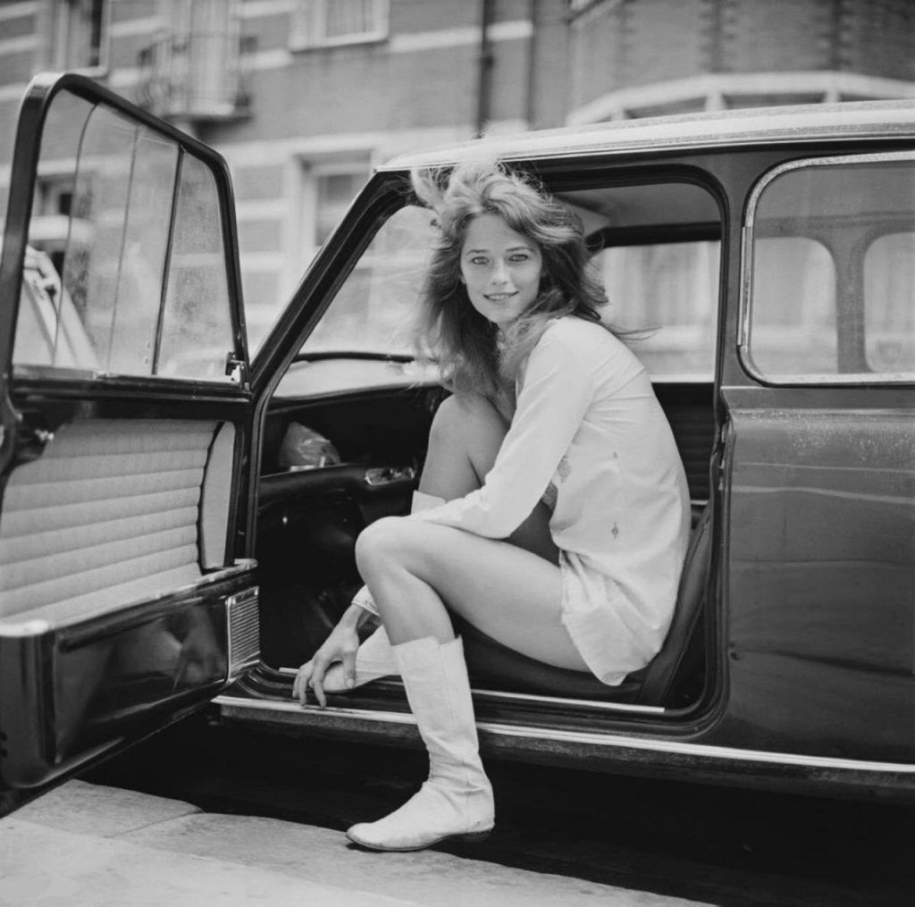 Charlotte Rampling in a Mini, London, 1968 | Daily Mirror