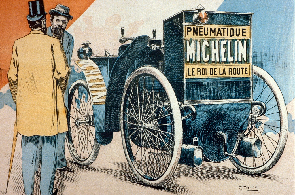 Ilustración de "El Rayo" de los hermanos Michelin en la Paris-Burdeos-Paris de 1895